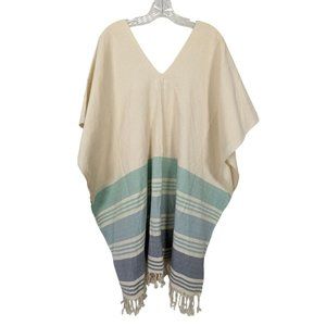 Tribe Alive Fringed Beach Cotton Poncho‎ Kaftan Swim Coverup one size